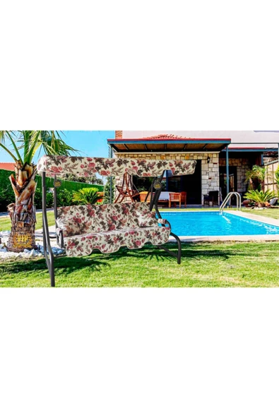 Vip Home Concept Market Ürünleri Süngersiz Salıncak Minderi Kılıfı 3 Kişilik Kılıf Ingiliz Gülü ürün görseli 1