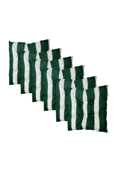Vip Home Concept Dekoratif Pofidik Puf Sandalye Minderi Kare 35x35x7 Cm-yeşil Beyaz(6 Adet) ürün görseli 1