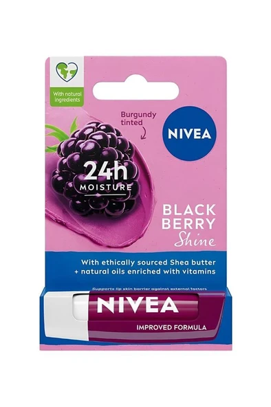 Nivea Bakım Yapan Dudak Bakım Kremi Black Berry 4,8 gr ürün görseli 1