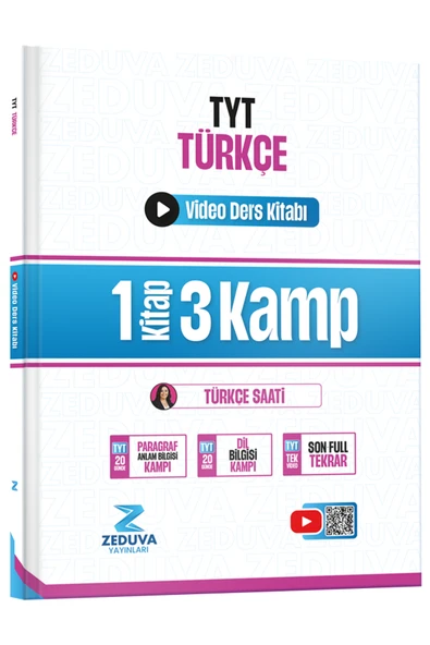 Zeduva Yayınları Türkçe Saati TYT Türkçe 1 Kitap 3 Kamp Video Ders Kitabı ürün görseli 1