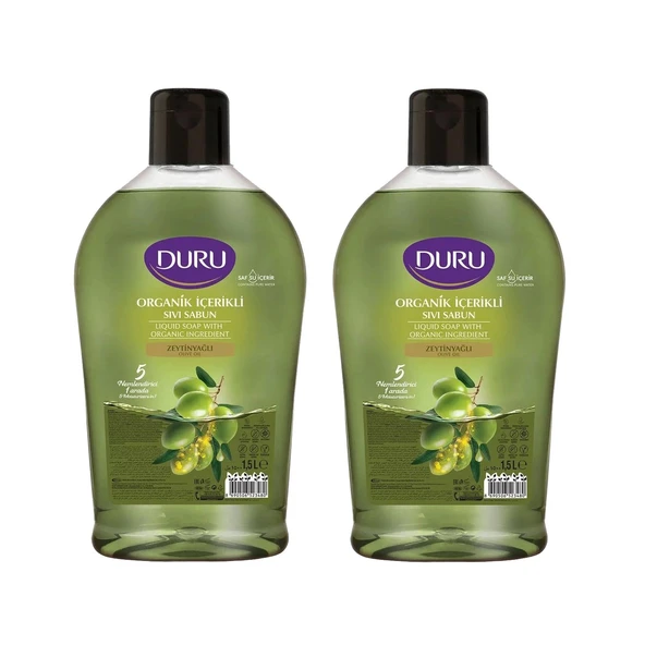 Duru Sıvı Sabun Organik İçerikli Zeytinyağlı 1500 ml x 2 adet ürün görseli 1