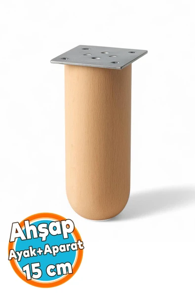 Ahşap Silindir Ayak 15 cm Aparat Dahil Mobilya Koltuk Kanepe Sehpa Masa Ayağı Ayakları ürün görseli 1