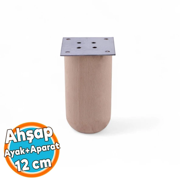 Ahşap Silindir Ayak 12 cm Aparat Dahil Mobilya Koltuk Kanepe Sehpa Masa Ayağı Ayakları ürün görseli 1