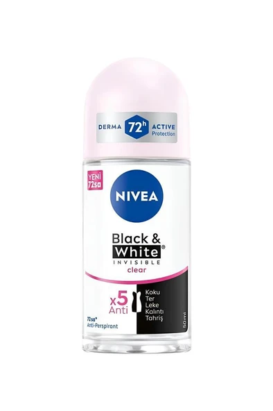 Nivea Invisible Black & White Clear 50 ml Kadın Roll-On ürün görseli 1