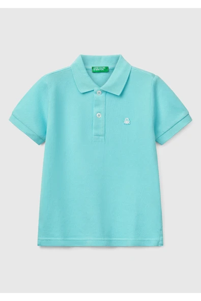 Erkek Çocuk Su Yeşili Logolu Pike Polo T-Shirt ürün görseli 1