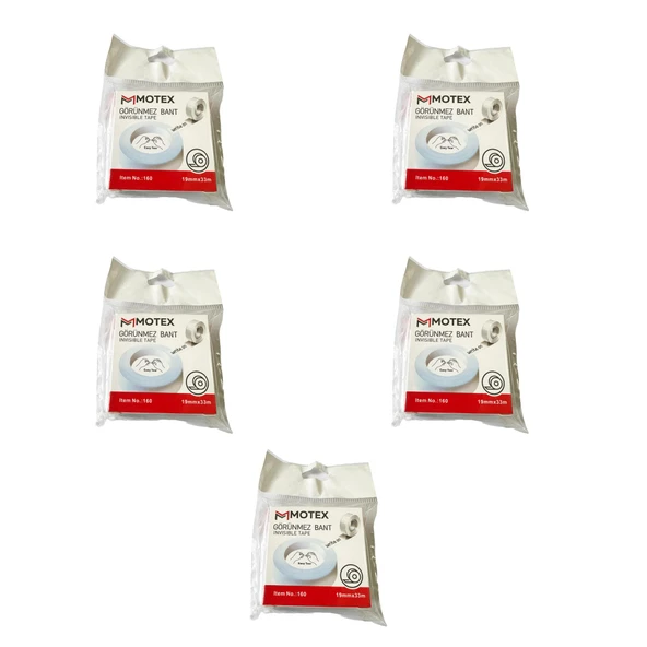 Motex Görünmez Şeffaf Bant - Düzeltme Birleştirme Bandı - 19 mm x 33 Metre - 5 Adet ürün görseli 1