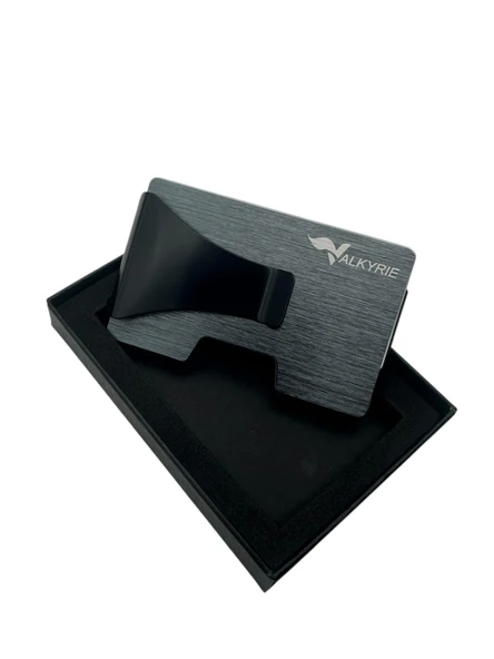 Valkyrie Akıllı Mekanizmalı Minimalist Metal Kartlık RFID Korumalı Şık Dayanıklı 15-25 Kart Kapasiteli Cüzdan Kartlık Antrasit ürün görseli 1