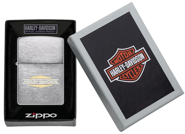 Zippo Harley Davidson Logo Brushed Chrome Design Çakmak - Resim 5