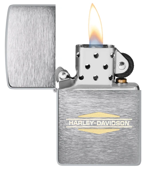 Zippo Harley Davidson Logo Brushed Chrome Design Çakmak - Resim 3