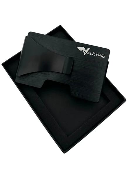 Valkyrie Akıllı Mekanizmalı Metal Minimalist Kartlık RFID Korumalı Şık Dayanıklı 15-25 Kart Kapasiteli Cüzdan Kartlık Siyah ürün görseli 1