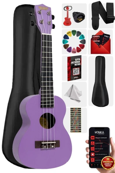 Midex UKX-233PRP Mor Concert Ukulele (Askı Çanta Pena) ürün görseli 1