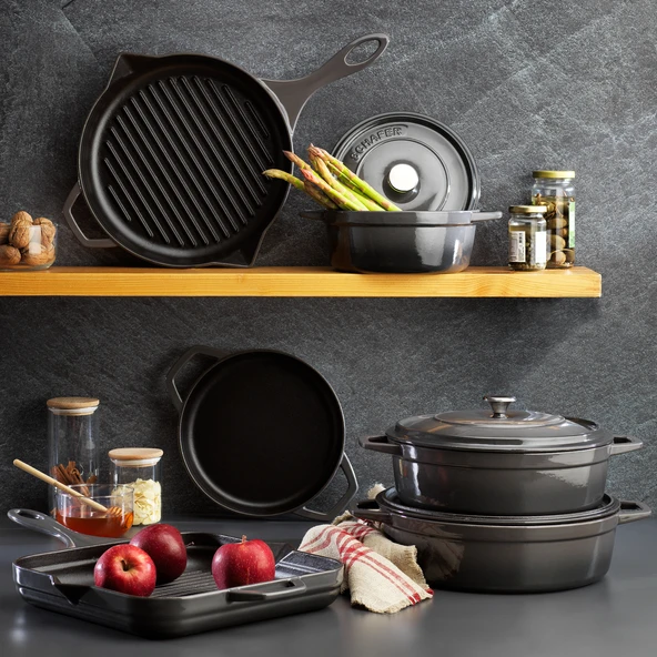 Schafer Guss Chef Döküm Sahan Çift Kulplu 22 Cm 1 Parça-Gri ürün görseli 1