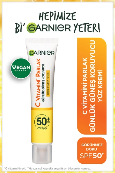 Garnier C Vitamini Günlük Güneş Koruyucu Fluid Yüz Kremi Görünmez Doku Spf50 40ml ürün görseli 1