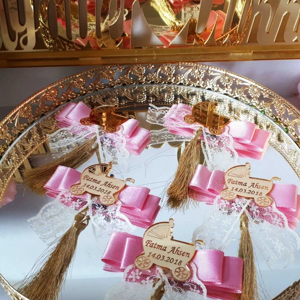 Pembe Puset İsimli Ayna Bebek Şekeri(30 Adet) ürün görseli 1