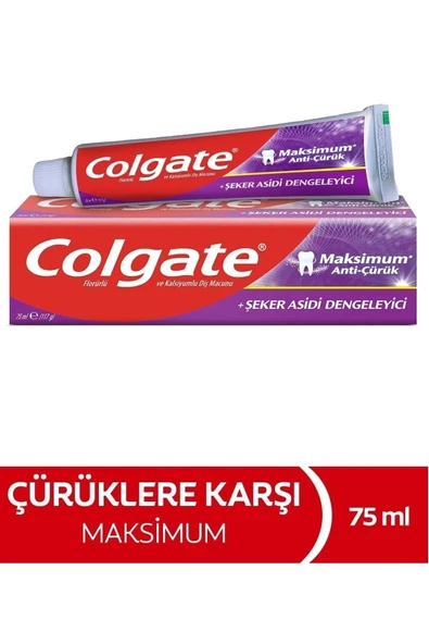 Colgate Maksimum Anti Çürük Şeker Asidi Dengeleyici Diş Macunu 75 Ml ürün görseli 1