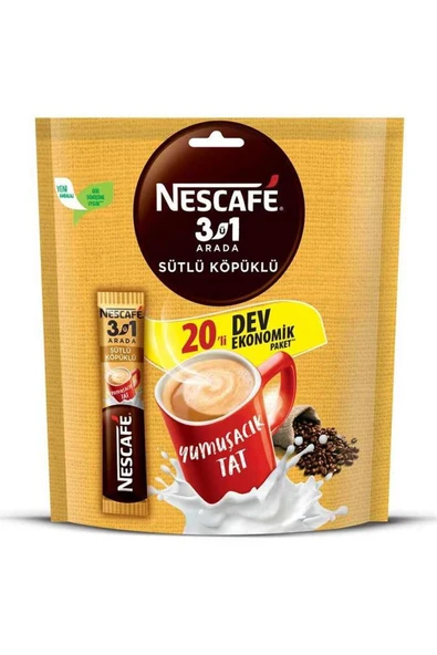 Nescafe Sütlü Köpüklü 3 Ü 1 Arada 17,4 gr X 20 Li Hazır Kahve Ekonomik Paket ürün görseli 1