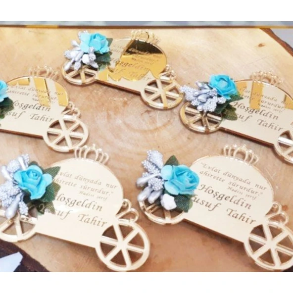 Pleksi Magnet Taçlı Araba Bebek Şekeri(15 Adet) ürün görseli 1