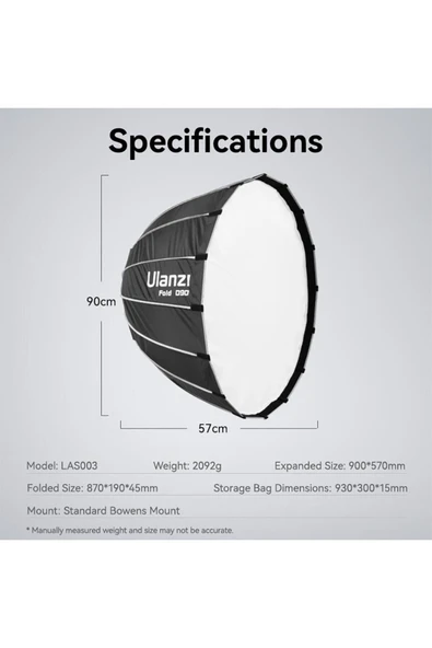 ulanzi 90cm Bowens Mount Parabolik Softbox L055 - Resim 6