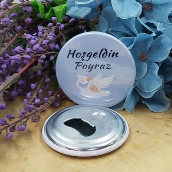 Leylekli Metal Baskılı Bebek Şekeri Metal Magnet Açacak (15 Adet) ürün görseli 1