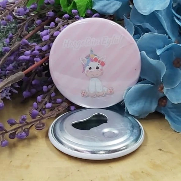 Unicorn Baskılı Kişiye Özel Metal Baskılı Bebek Şekeri M(15 Adet) ürün görseli 1