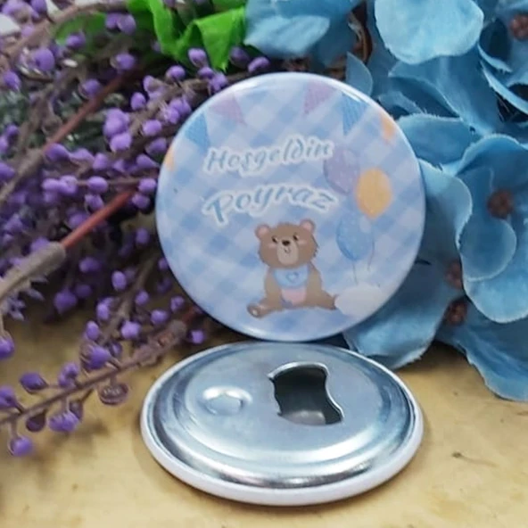 Ayııcklı Mavi  Baskılı Bebek Şekeri Metal Magnet Açacak (15 Adet) ürün görseli 1