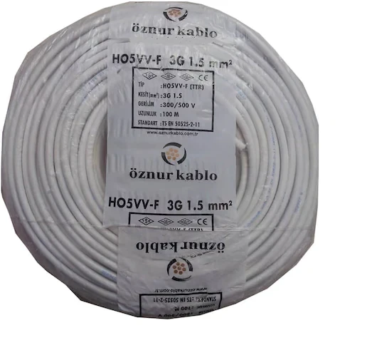 Öznur 3x1.5 mm Beyaz TTR Çok Telli Kablo H05VV-F 100 METRE ürün görseli 1
