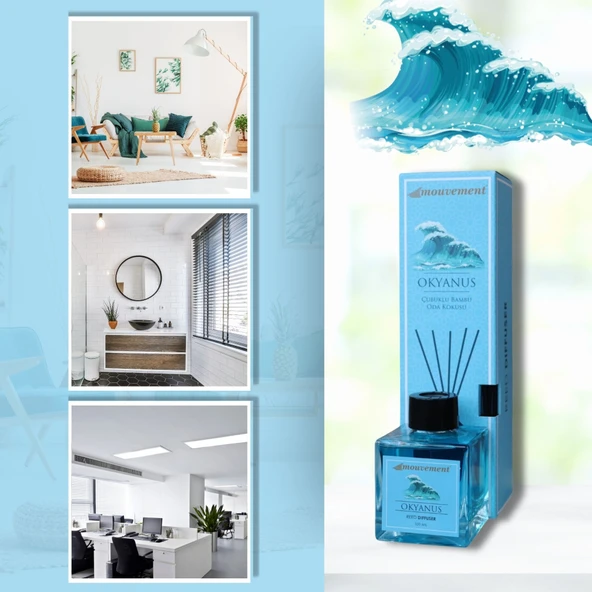 MOUVEMENT Okyanus Esintisi 100 ml Bambu Çubuklu Oda Kokusu Evinizde Doğal Ve Sakinleştirici Atmosfer Yaratın ürün görseli 1