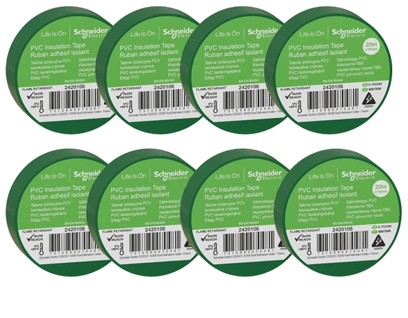 Schneider 8li Yeşil PVC İzole Bant 20mt*19mm 2420106-8 ürün görseli 1