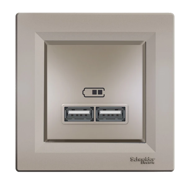 Schneider Asfora Plus Bronz USB Şarj Prizi 2.1A Type A Çerçeveli - EPH2700269 ürün görseli 1