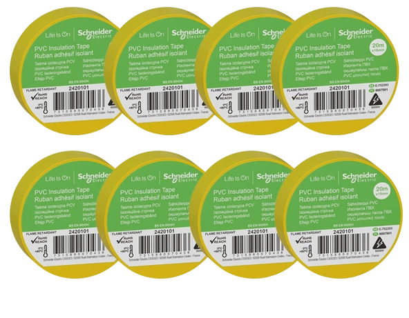 Schneider 8li Sarı PVC İzole Bant 20mt*19mm 2420101-8 ürün görseli 1