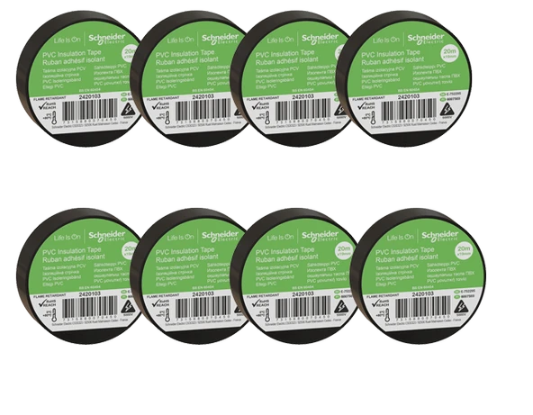 Schneider 8li Siyah PVC İzole Bant 20mt*19mm 2420103-8 ürün görseli 1