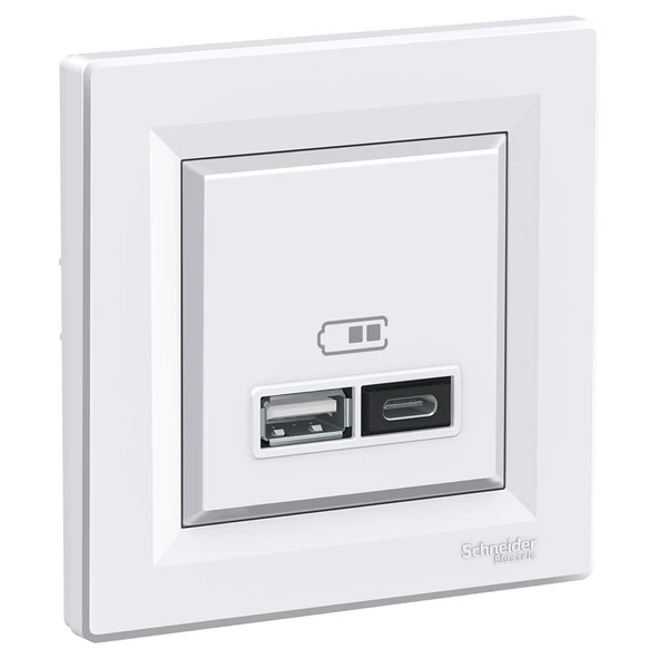 Schneider Asfora USB Prizi  Type A+C 2.4A Beyaz EPH2700321 ürün görseli 1