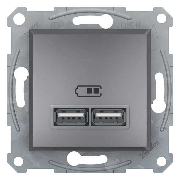 Schneider Asfora USB Prizi  2.1A Çelik EPH2700262 ürün görseli 1