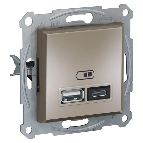 Schneider Asfora USB Prizi  Type A+C 2.4A Bronz EPH2700369 ürün görseli 1