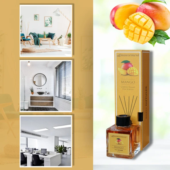 MOUVEMENT Mango 100 ml Bambu Çubuklu Oda Kokusu Evinizde Egzotik Bir Atmosfer Yaratın ürün görseli 1
