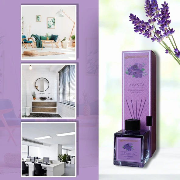 MOUVEMENT Lavanta Esintisi 100 ml Bambu Çubuklu Oda Kokusu Evinizde Sakinlik Ve Ferahlık Yaratın ürün görseli 1