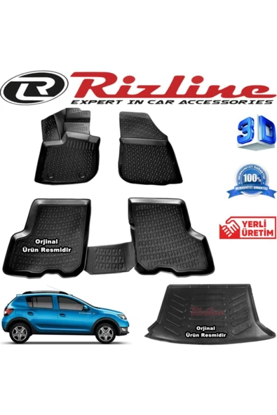 Dacia Sandero Stepway 3d Paspas+ 3d Bagaj Havuzu 2007-2020 Arası Siyah Set Uyumlu ürün görseli 1