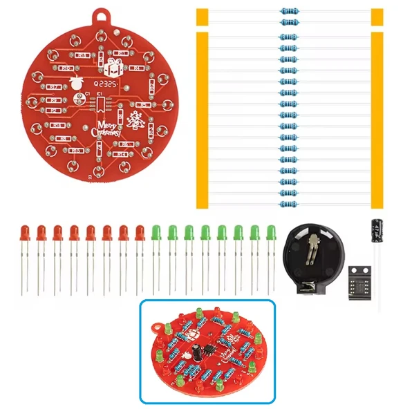 DC 3V LED Işıklı Yılbaşı Ağacı Dekorasyon NE555 Hobi Devresi DIY Lehimleme Kiti - Demonte(Montesiz) ürün görseli 1