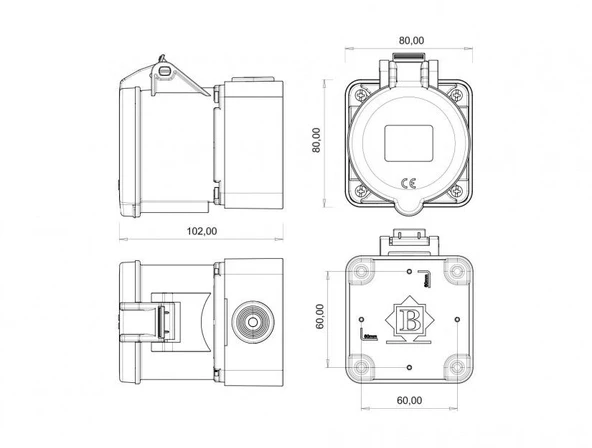 Bemis 5*32A IP44 Duvar Prizi BC1-3505-2510 - Resim 2