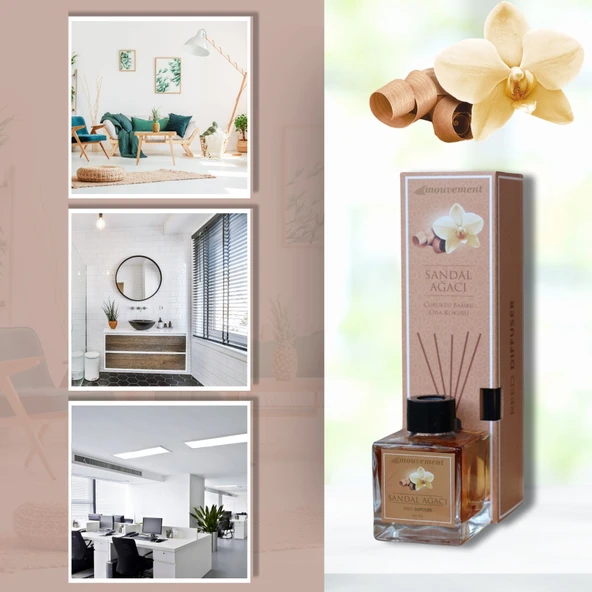 MOUVEMENT Sandal Esintisi 100 ml Bambu Çubuklu Oda Kokusu Evinize Sakinlik Ve Doğal Şıklık Katın ürün görseli 1