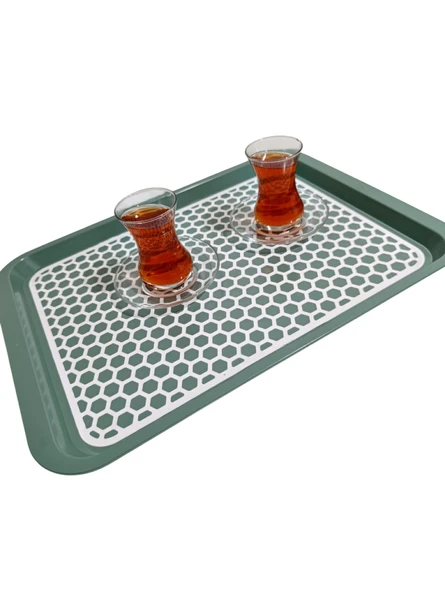 Kaydırmaz Tabanlı Servis Tepsi Sunum Tepsisi Büyük Boy-1136-02-Bordo,Yeşil ürün görseli 1