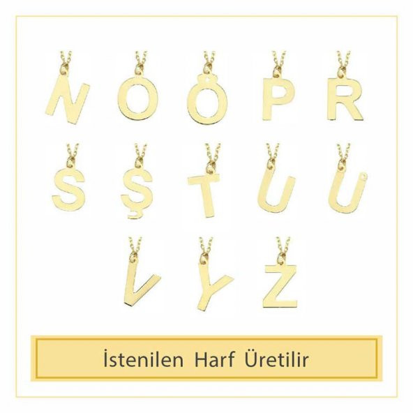 14 Ayar Altın U Harfli Kolye - Resim 4