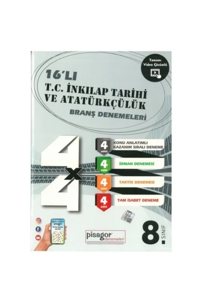 Pisagor 8.Sınıf 16 Li Inkilap Tarihi Branş Denemeleri ürün görseli 1