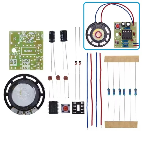 DC 5V Ding Dong Kapı Zili NE555 Hobi Devresi DIY Lehimleme Kiti - Demonte(Montesiz) ürün görseli 1