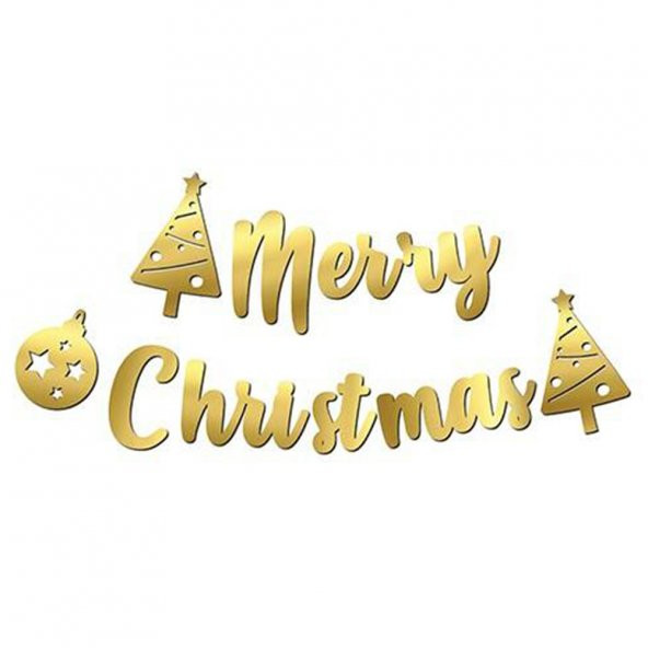 Yılbaşı Kaligrafi Merry Christmas Afiş Altın ürün görseli 1