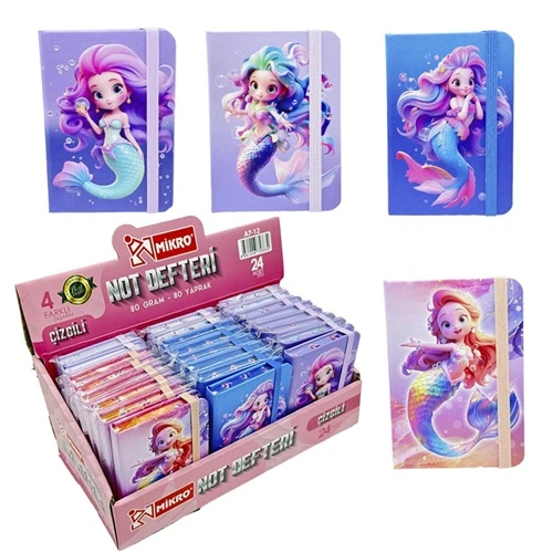 Mermaid Not Defteri Lastikli 80 Yaprak A7 Karışık Desen ürün görseli 1