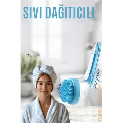 Şampuan Hazneli Silikon Saç Yıkama Peeling ve Masaj Fırçası ürün görseli 1