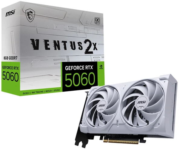 MSI GEFORCE RTX 5060 8G VENTUS 2X OC WHITE GDDR7 128B DX12 PCIE 5.0 X16 (3XDP 1XHDMI) ürün görseli 1