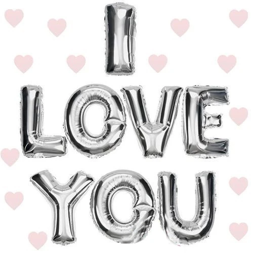 I Love You Folyo Balon Gümüş Renk 35 Cm ürün görseli 1