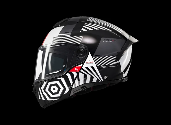 KASK MT ATOM 2 STRANGE B2 ÇENE AÇILIR SİYAH/BEYAZ ürün görseli 1
